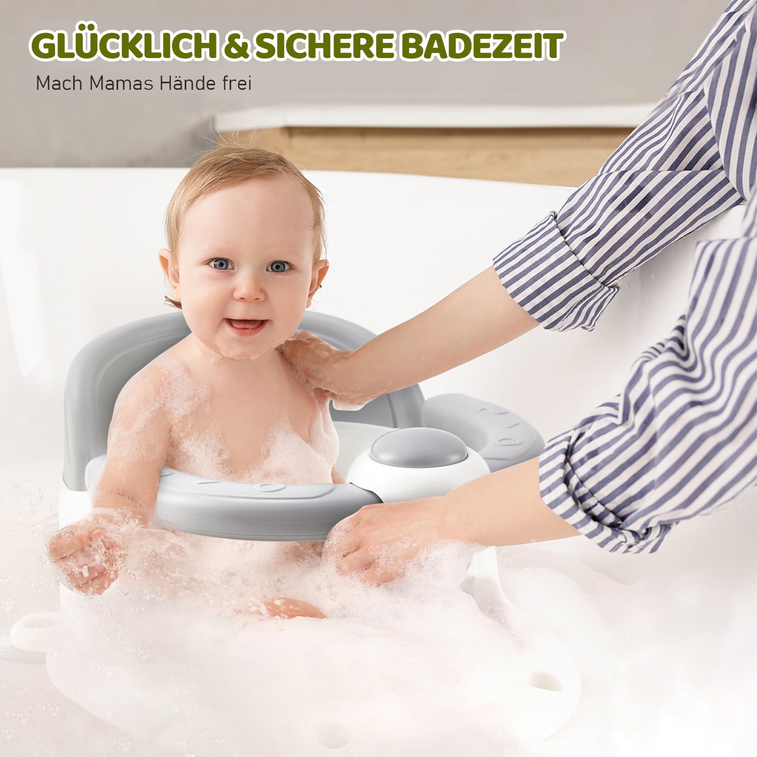 Baby Badesitz - Badewannensitz ab 6 bis 24 monate - Badewannen mit 4-starken Saugnäpfen und 360° Rundumschutz - Baby Bath Seat - Bad Dusche Geschenke für Neugeborene und neue Mütter
