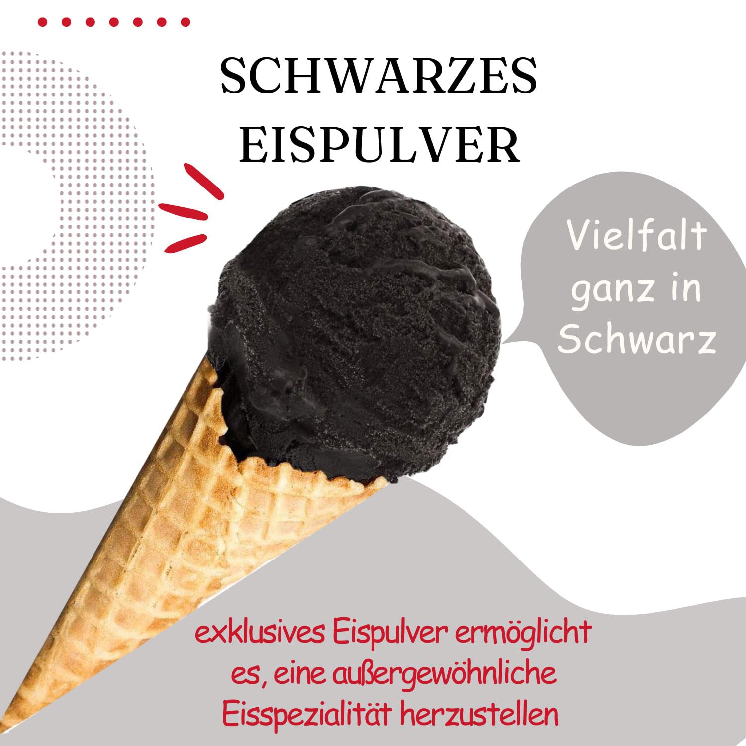 Gino Gelati Schwarzes Eis Pulver mit verschiedenen alkoholischen Geschmäckern, Speiseeis, vegan oder Low Carb, einfache Zubereitung, alkoholfrei, Made in Germany (1 Kg, Whiskey)