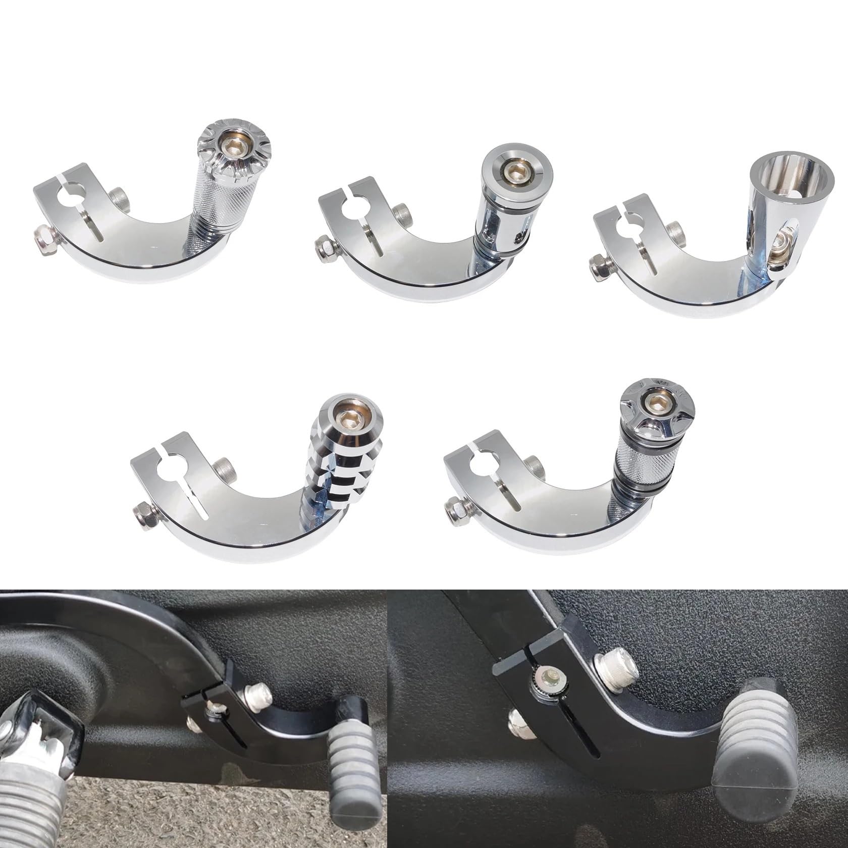 ASHCOUZ Pedale del cambio Leva del Cambio Pieghevole per Leva cambio cromata Para punta e tallone per Para pedane cambio adatte per Softail Street Bob Low Rider Breakout Fat Boy(Heel Shift Lever 5)
