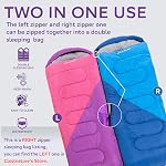 Clostnature Sleeping Bag for Adults and Kids - Lightweight Camping Sleeping Bag for Girls, Boys, Youths, Ultralight Backpacking Sleeping Bag for Cold Weather - Storage Sack Included(Left Zipper)