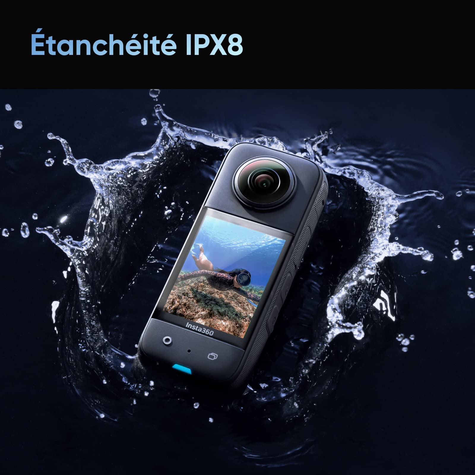 Insta360 X3 Caméra d'action 360° étanche 5,7K HDR Active 48MP 1/2" 72MP écran tactile 2,29"