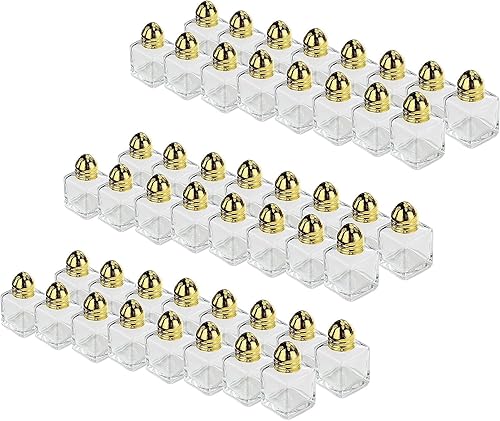 Juego de 48 mini saleros de 1/2 oz con tapa dorada, mini cubos cuadrados de vidrio, salero y pimentero con cocteleras individuales de acero