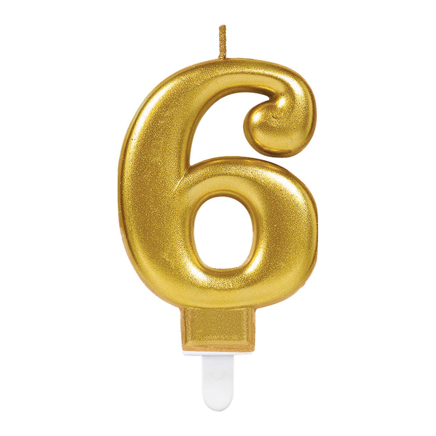 (PKT) Adult Metallic Gold Candle Number 6