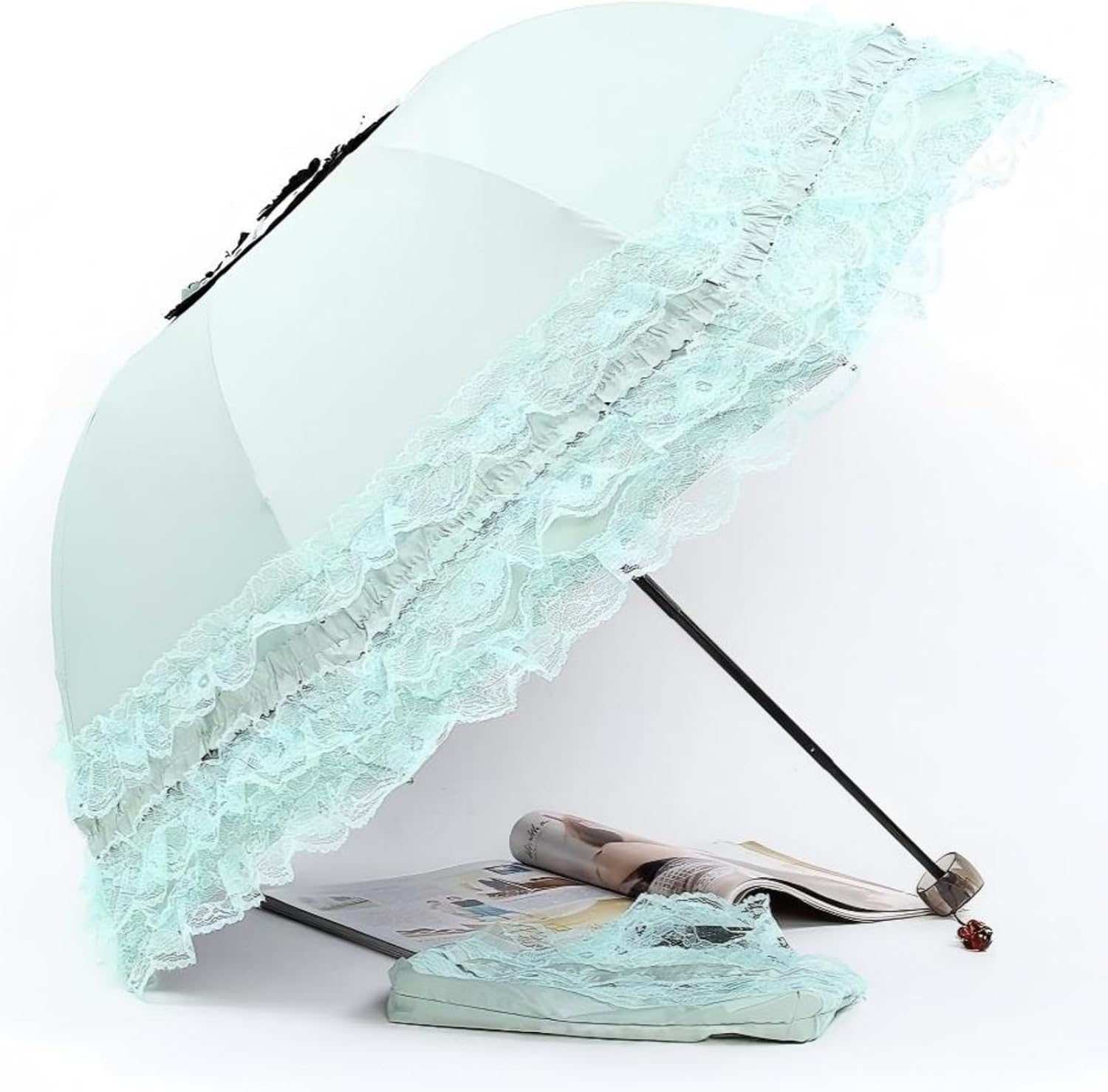 Princess Lace UV Protection Travel Umbrella UPF 50+ Foldable Compact Umbrella