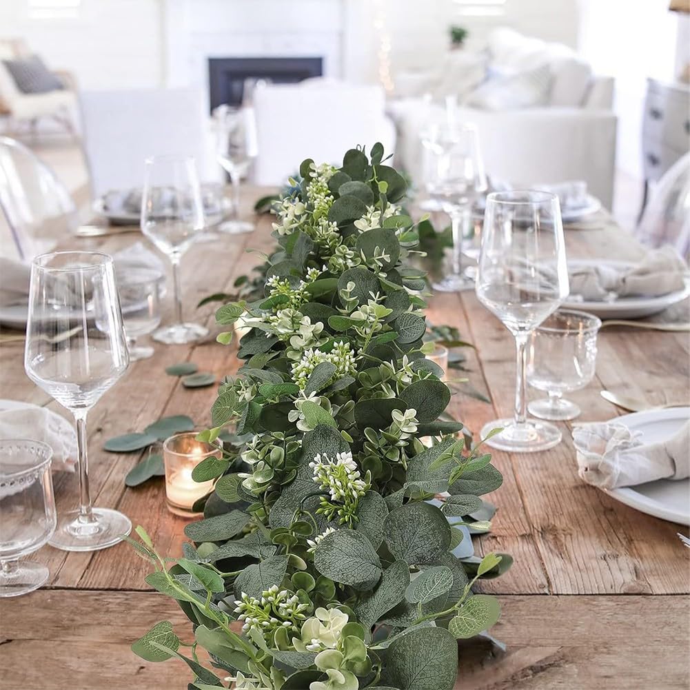 Guirlande d'eucalyptus artificielle de 180 cm, faux feuillage de vigne, fleurs artificielles pour décoration de jardin