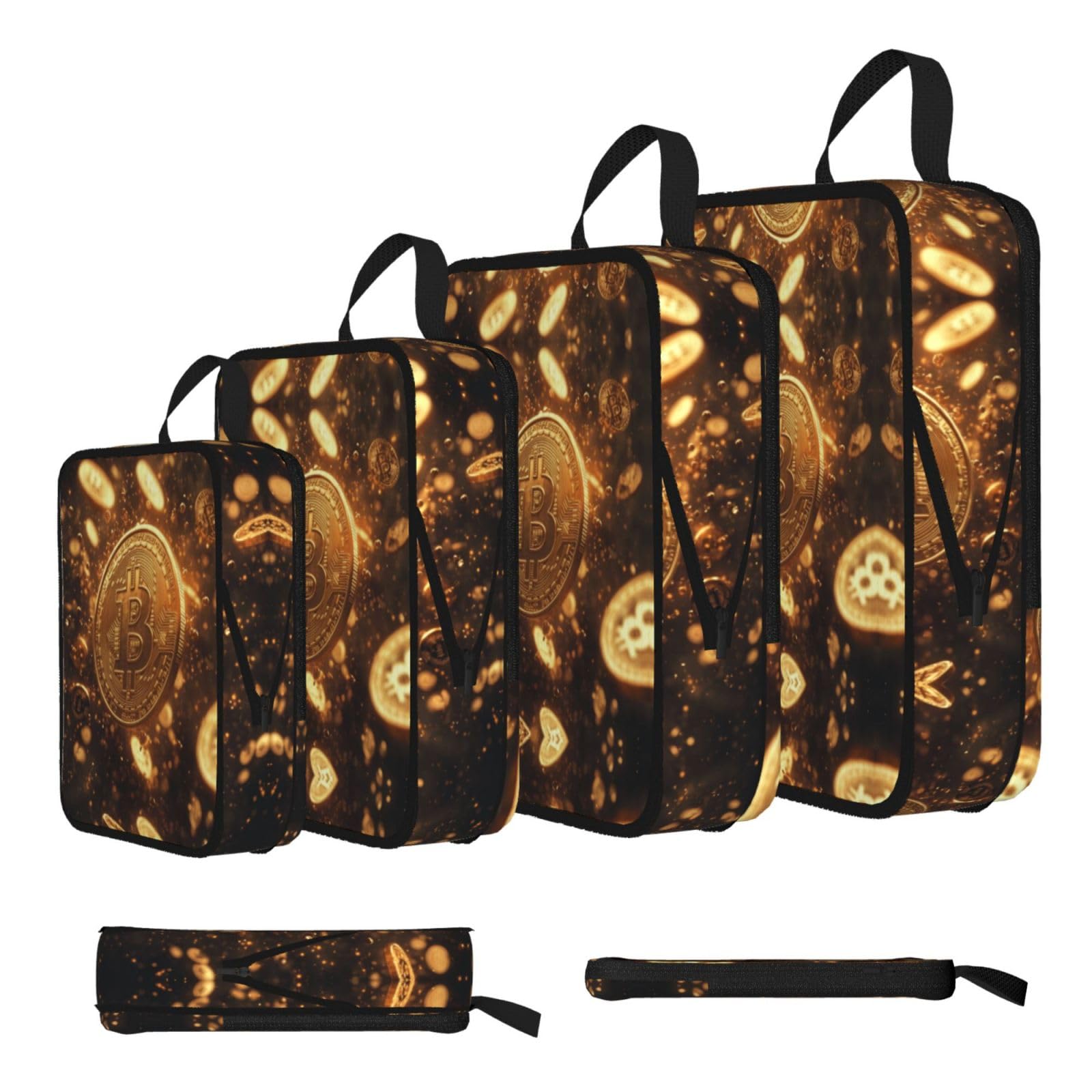Scattered Gold Coins Compression Packing Cubes 4 Piece Set