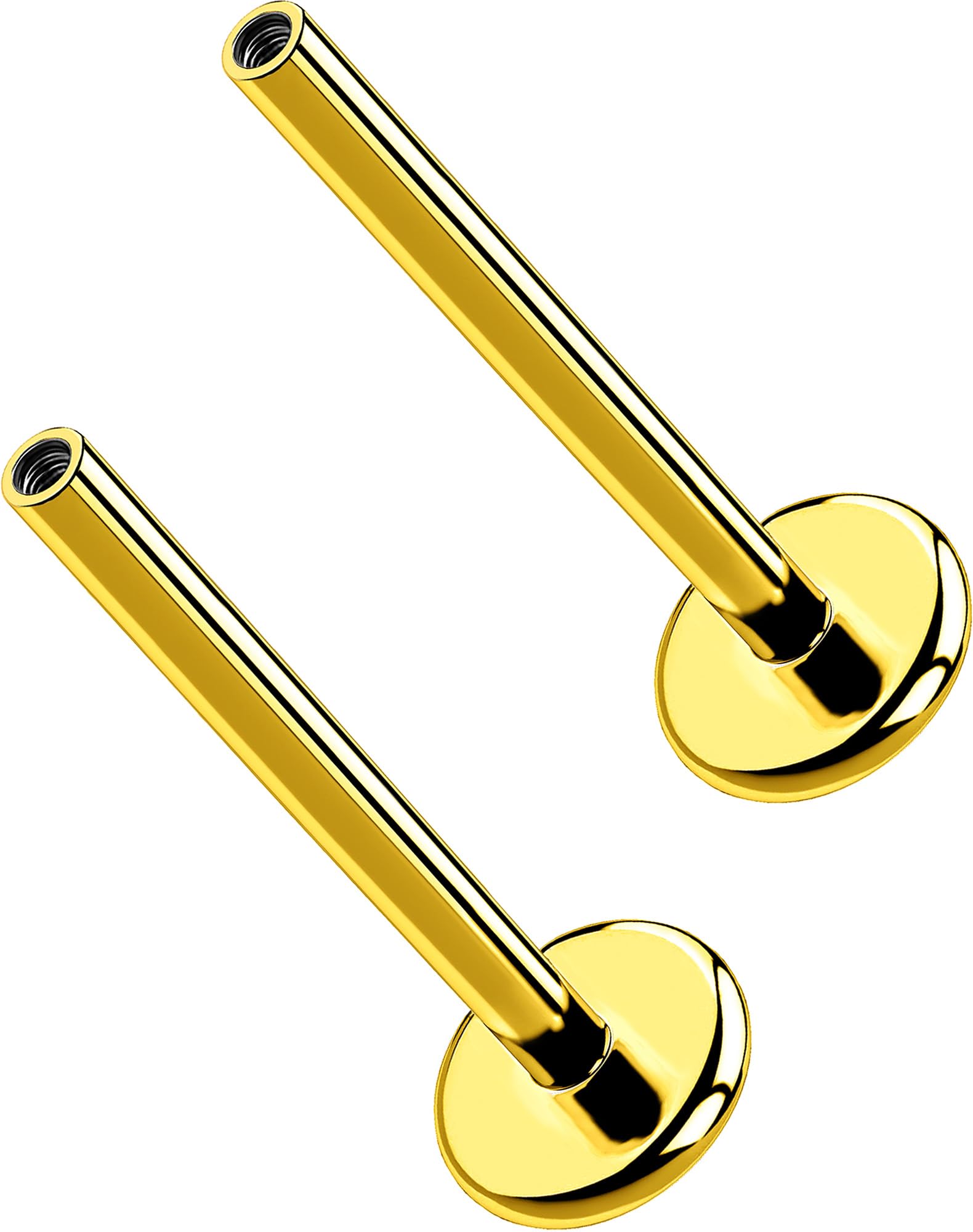 G23 Titanium Flat Back Post (Post Only), Threadless Push Pin &amp; Internally Threaded, 16G/18G/20G, 4.5-14mm, Silver/Gold/Black, Round/Heart/Star/Flower Base for Nose, Helix, Tragus