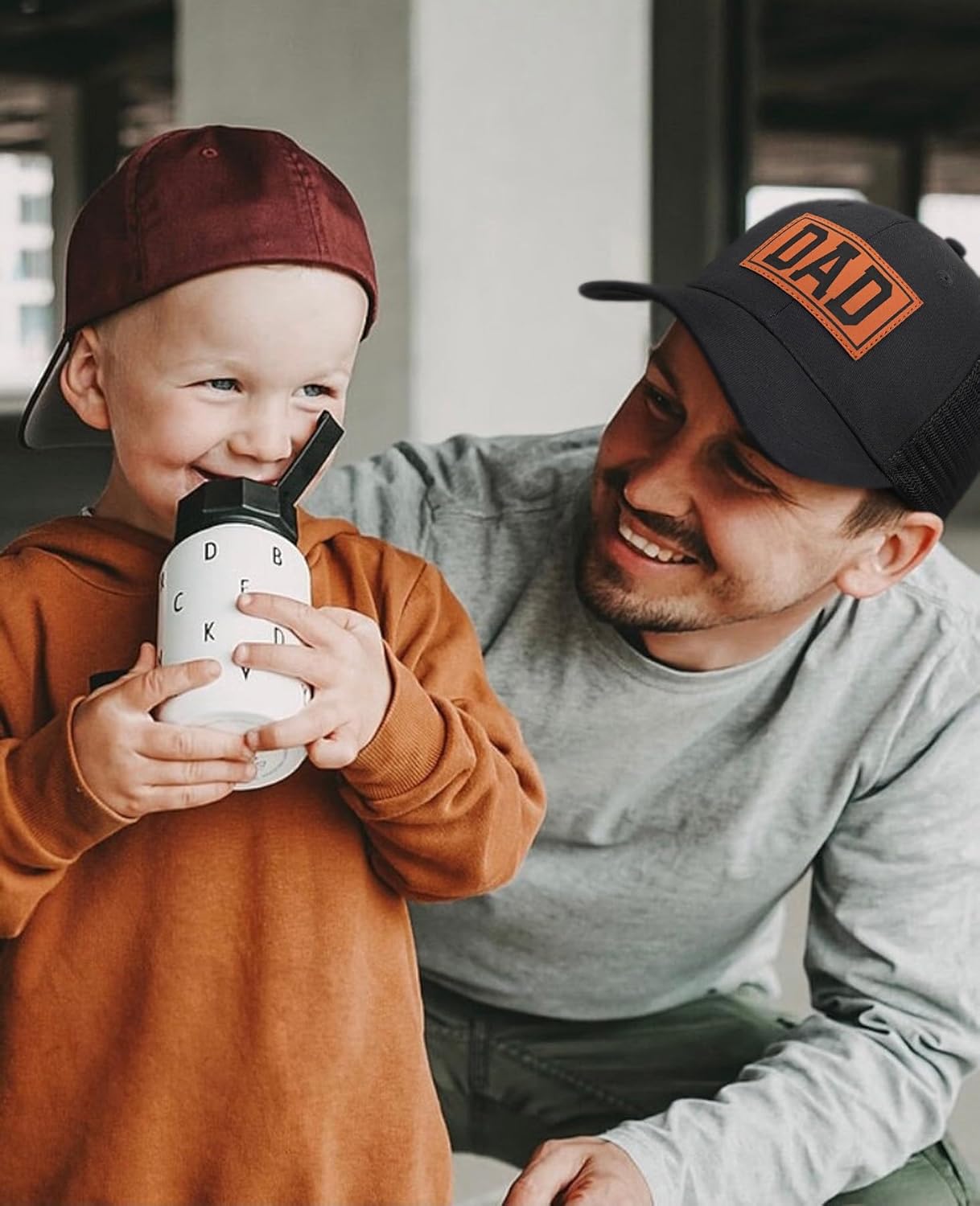 Great for Grandpa, Papa Gifts from Grandkids - Black Trucker Hat with Vintage Leather Patch - Image 7