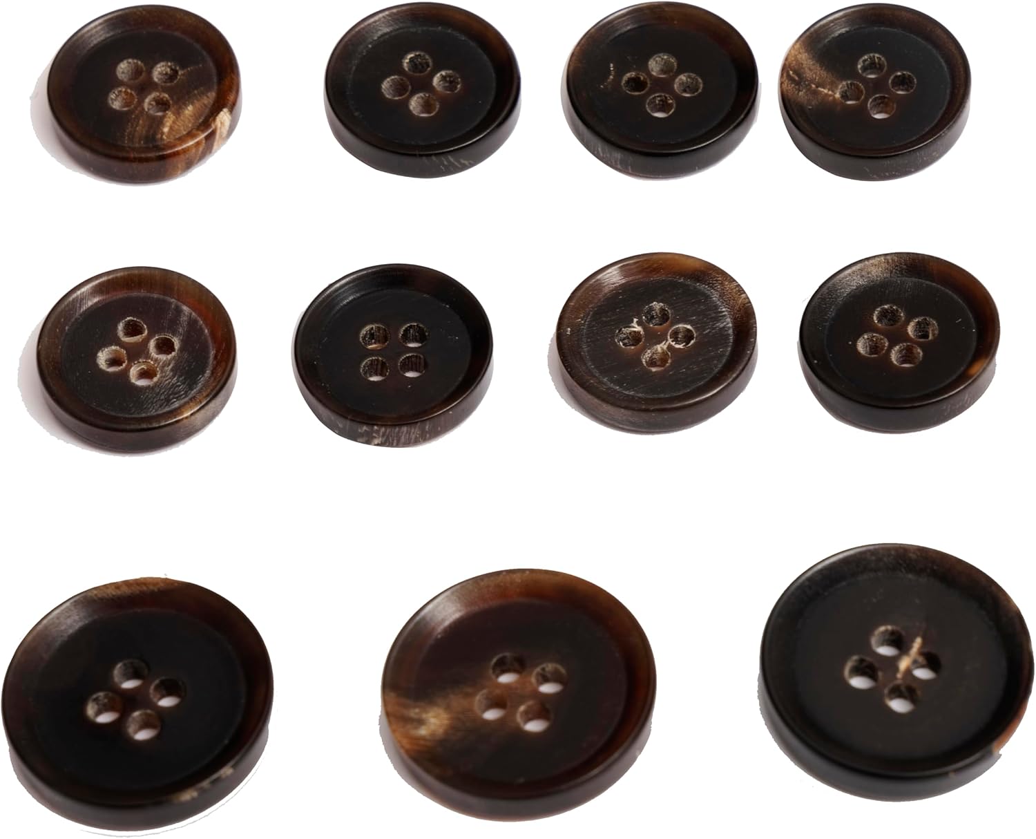 KENDANY 11 Pieces Genuine Natural Horn Blazer & Suits Button Set - for Blazer, Sport Coat, Uniform, Light Brown 2#(15mm 20mm) (0.59in-0.79in)