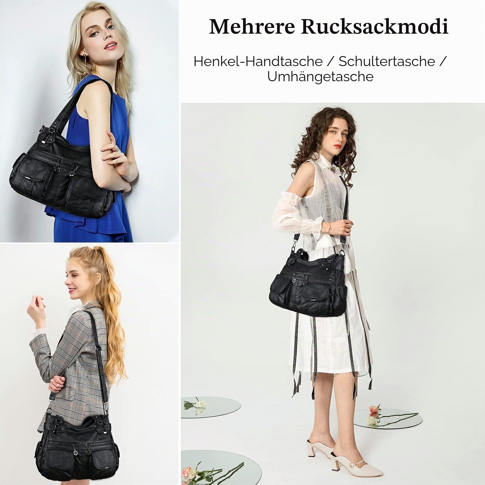 Angel Kiss Tasche Damen Handtasche weiches Taschen Schultertasche Henkeltaschen Umhängetaschen Tragetasche Tote Shopper Groß Hobo Tasche Viele Fächer tolle tasche für Frauen