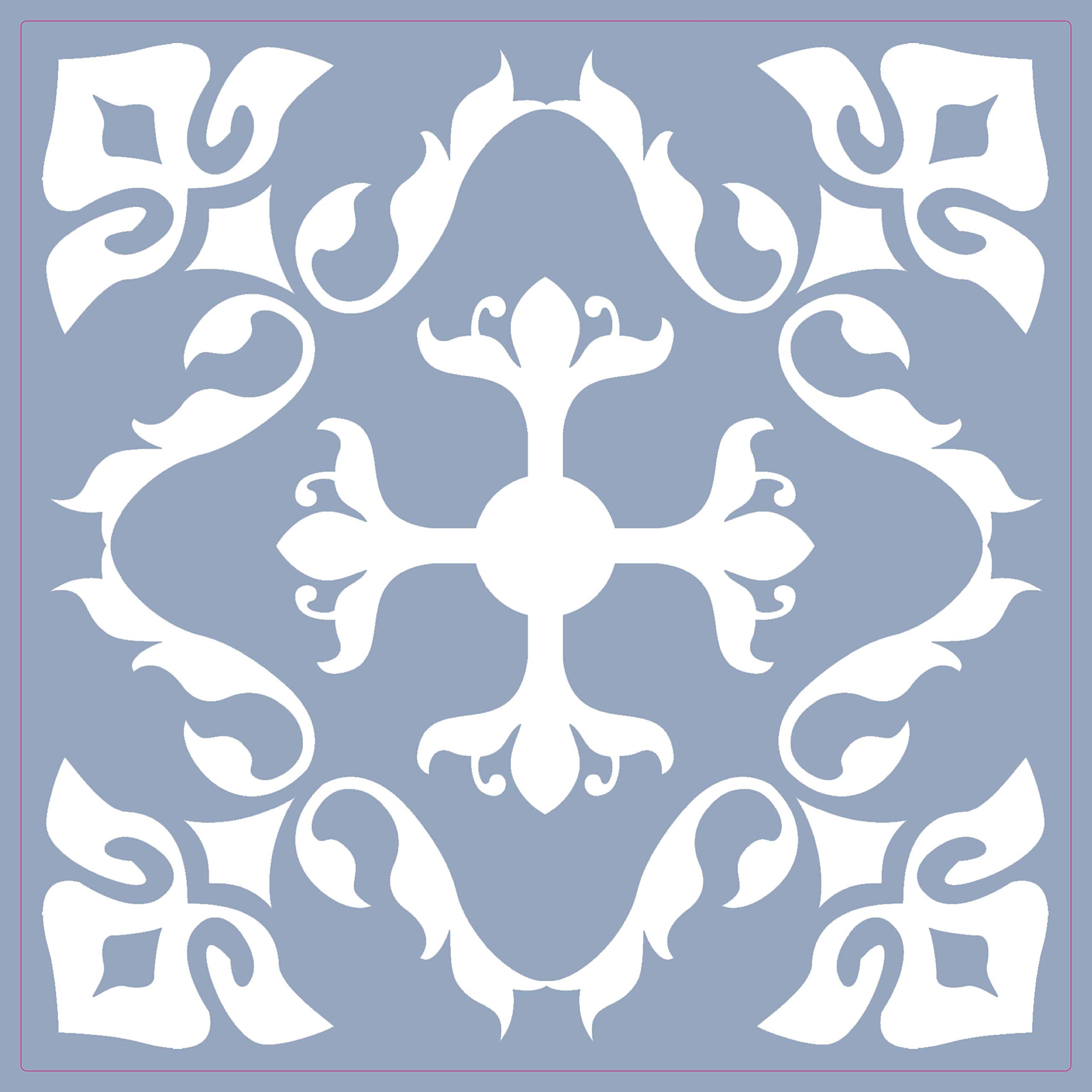Blue Tile Stickers Victorian Morrocan Modern self Adhesive wall Art Decor transfers- Bathroom backsplash Kitchen splashbacks Floral Decals Peel and Stick (Blue 3 Modern, 4 inch) Pack of 10