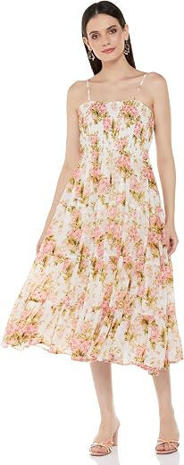 BIBA Women Maxi Polyester Tiered Dress