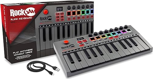 Miniatura 24 de RockJam - Teclado compacto de 61 teclas con soporte para partituras, fuente de alimentación, calcomanías para notas de piano y lecciones de Simply