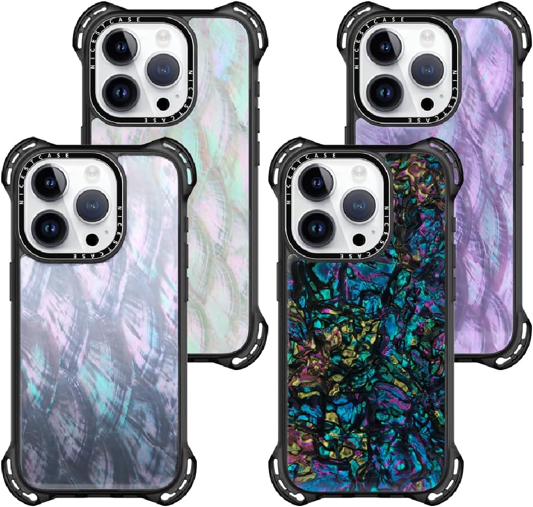 Ultra Impact for iPhone 15 Case Made with Unique Genuine Seashell, Military Grade Drop Tested / 24ft 7.5m Anti-Drop Protection Air Cushion Corners Wireless Charging - Beige