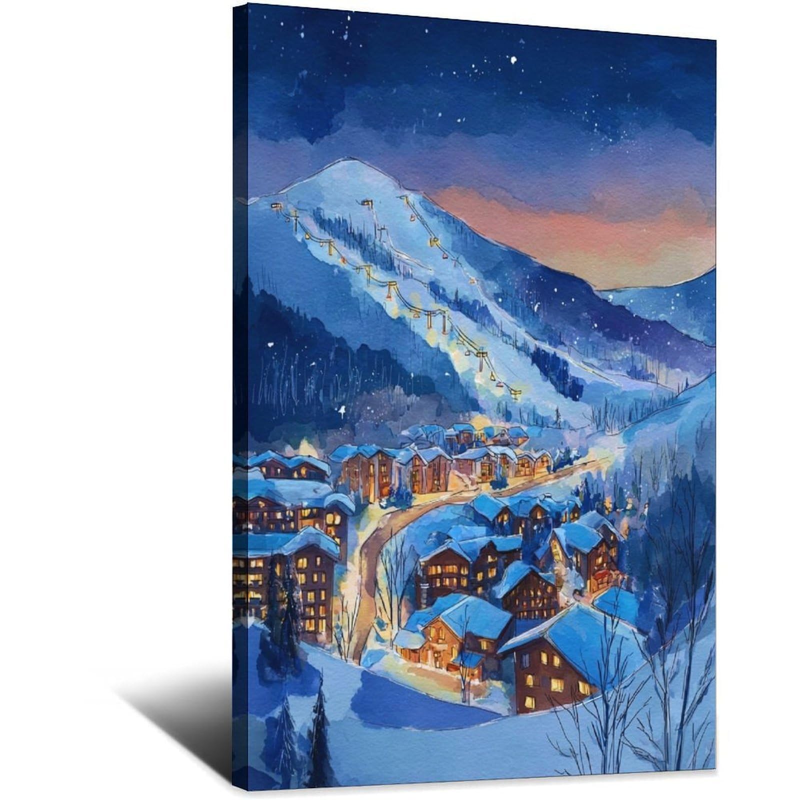 CFXNGA Aspen Ski Poster 20x30inch(50x75cm) Vintage Watercolor Canvas Art