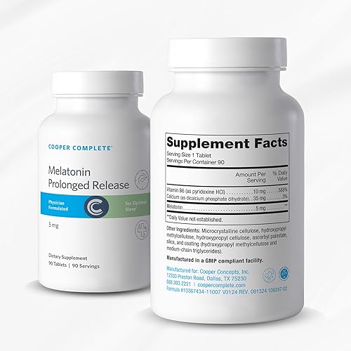 Miniatura 2 de Melatonina de liberación prolongada 5 mg. Entrega en dos fases libera melatonina rápidamente, luego constantemente durante seis horas. B6