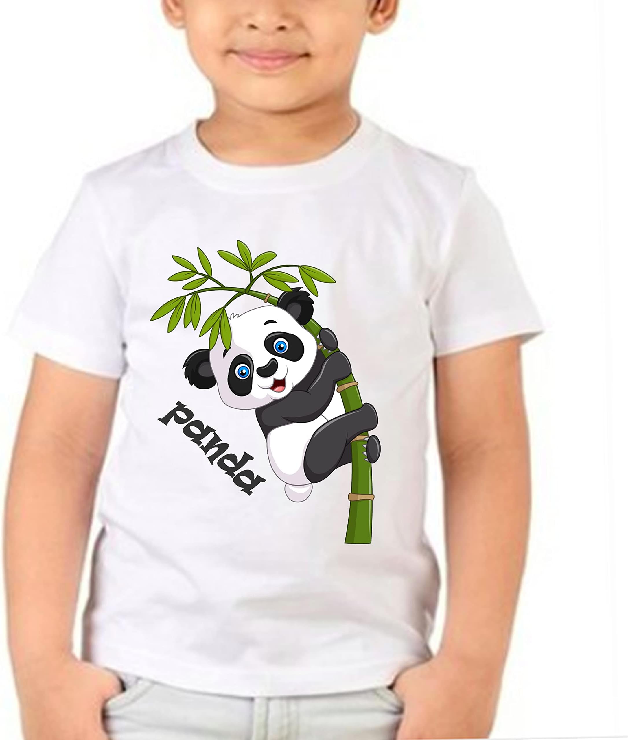 ORATEES Boy's Round Neck T-shirt | Kids Boys SUMMER TSHIRT | Half Sleeve tshirt for boys White Panda Printed
