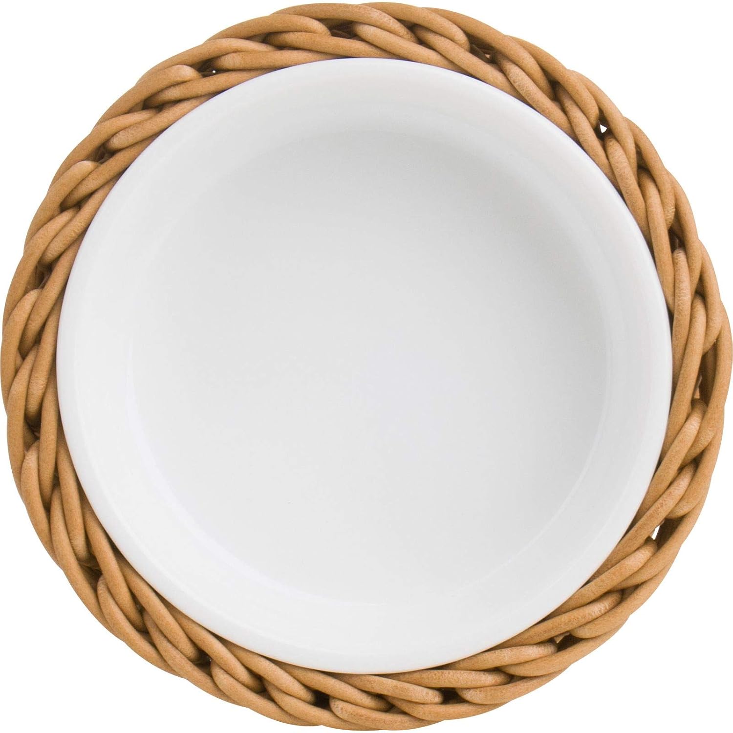 Saleen 02100204160 Round Wicker Basket with Porcelain Bowl Insert, Beige, SMALL