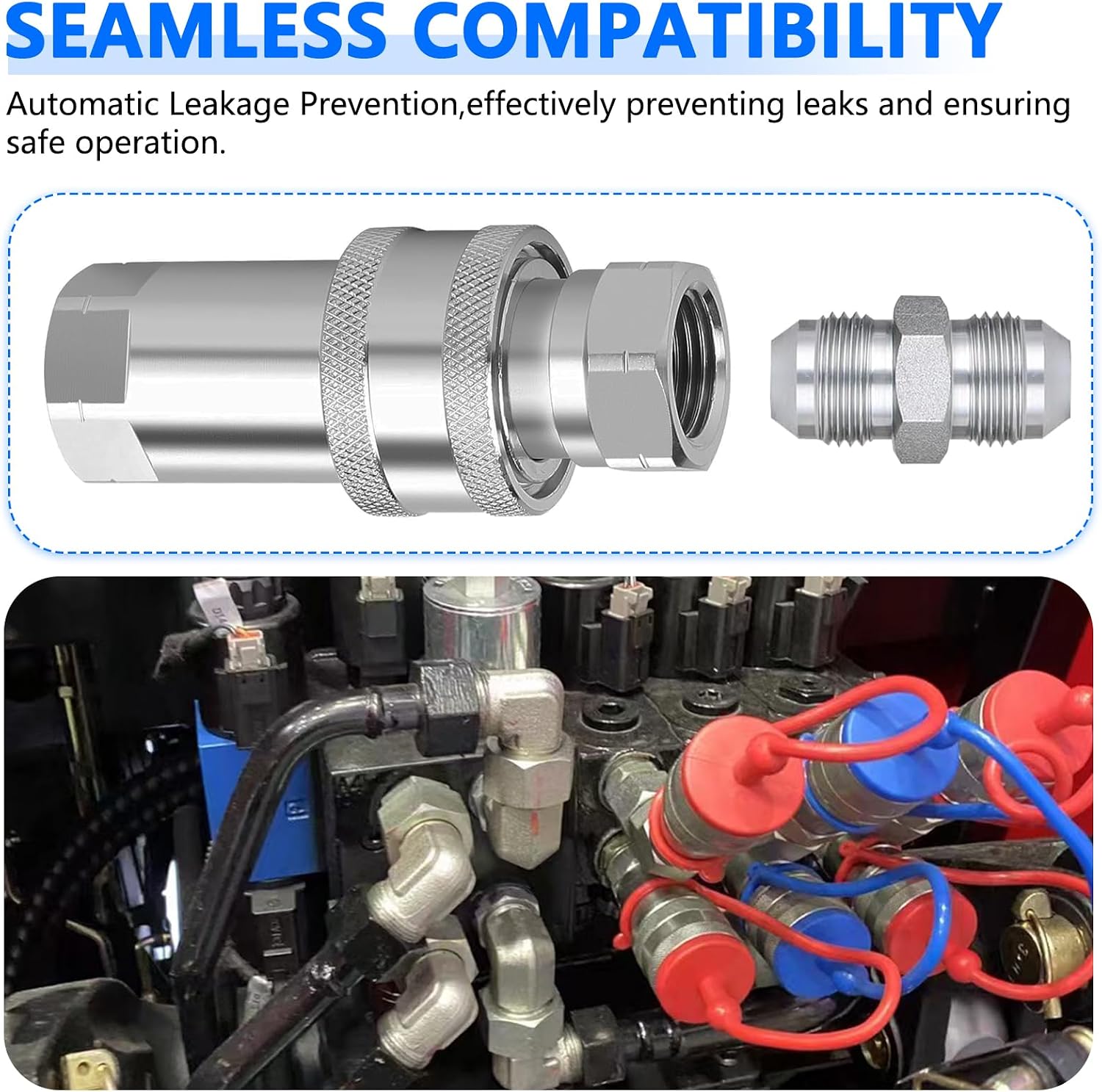 3/4" Ag ISO 7241-A Hydraulic Quick Connect Tractor Couplers with Dust Caps,Poppet Pioneer Style,Hydraulic Quick Coupler 3/4" NPT Thread & Body-1 Sets