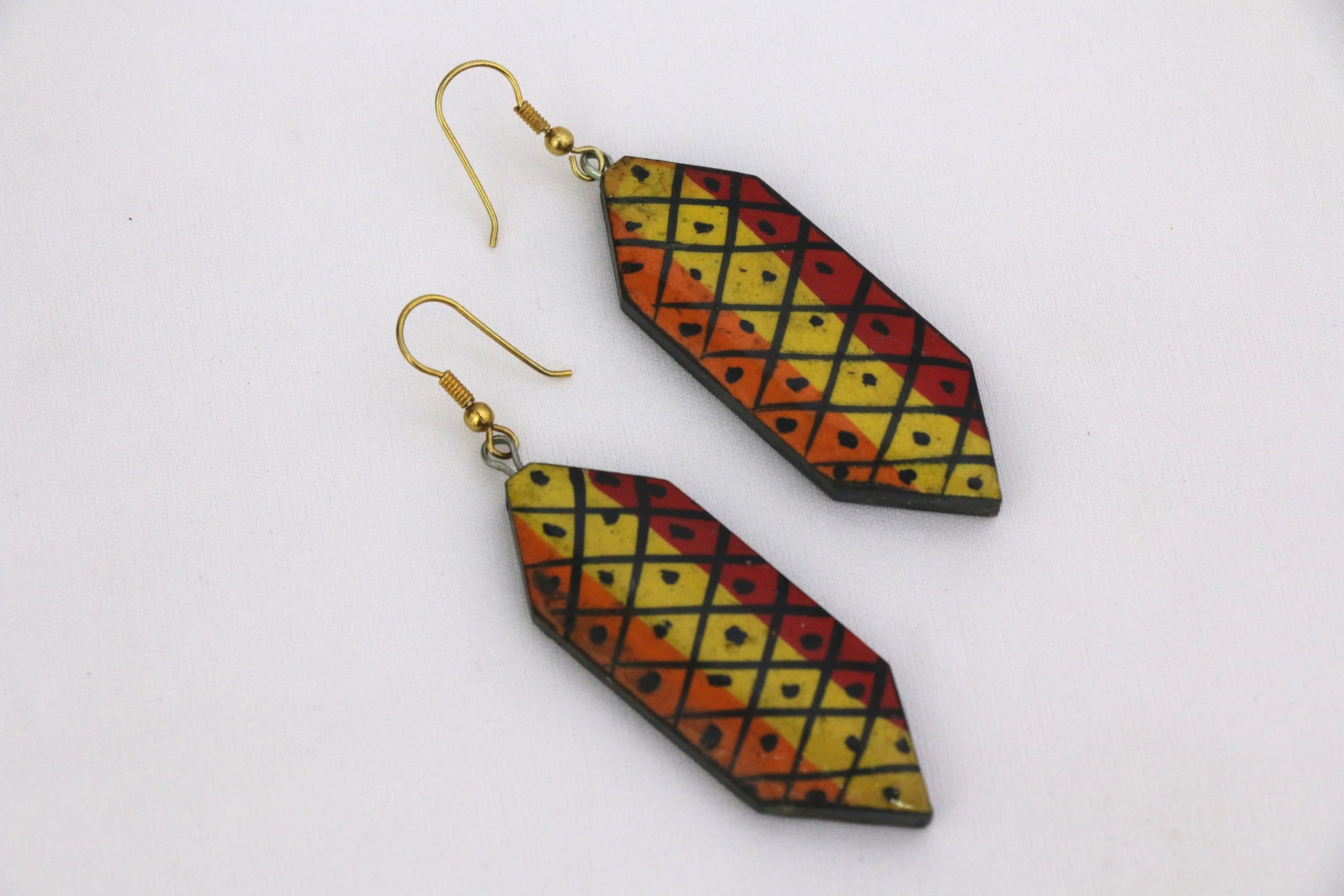 Channapatna wood craft –Locally crafted – Wooden Earrings – Alpine/Falu Red and Russet colored earring 2