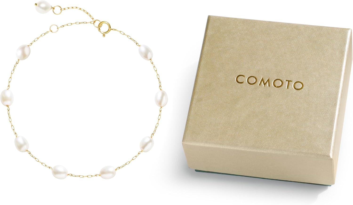 Pearl Bracelet for Women 14K Gold Filled Freshwater Cultured Pearl Handmade Bracelet Tin Cup Pearl Bracelet Jewelry,7.0"+0.5"+0.5" - Image 2