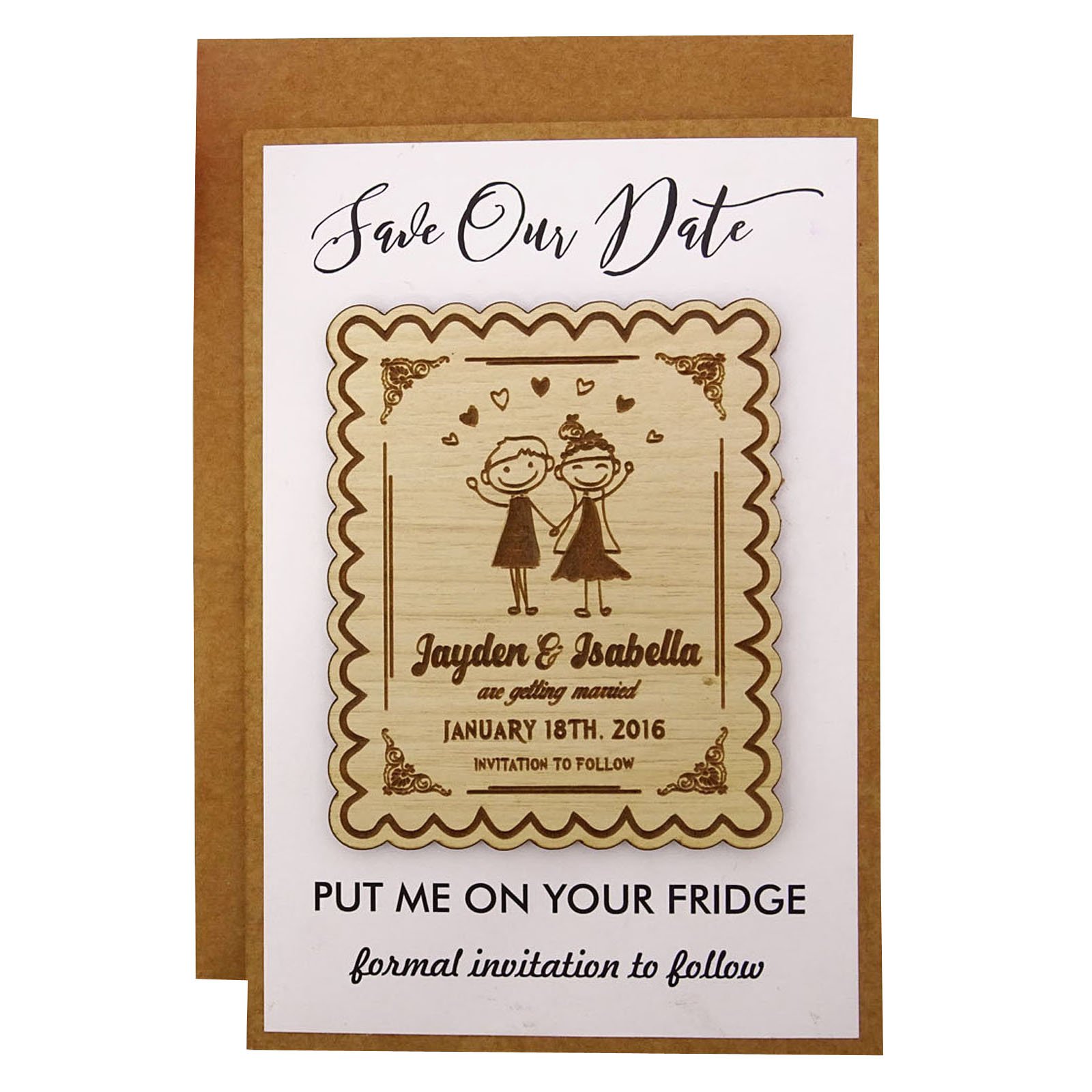 Imán de encargo de la boda magnet mariage bois personnalisé cadeau rustique 40pcs