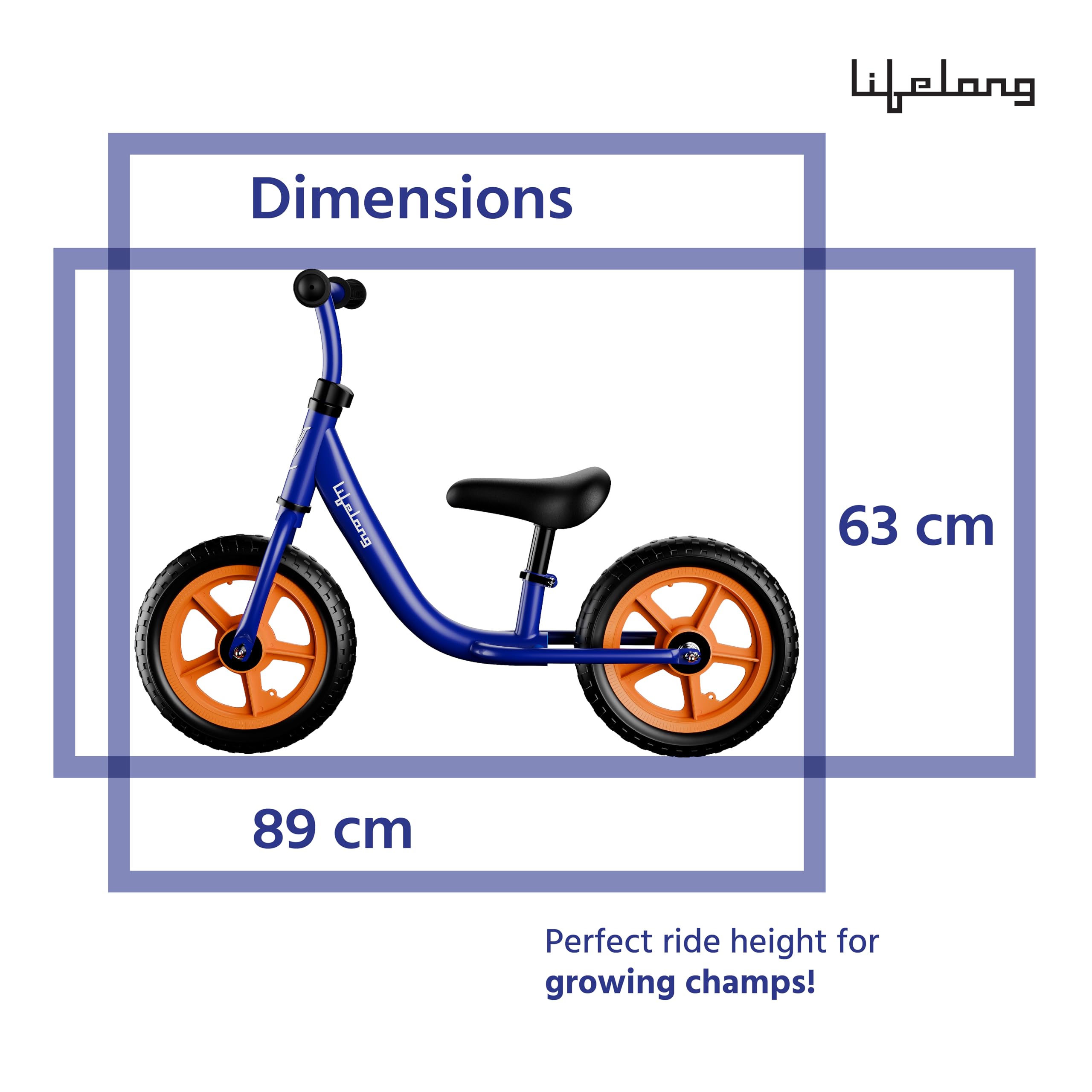 Lifelong Balance Bike for Kids 1.5-3 Years | Ergonomic Frame | Pedal Free Balance Bike |Crash Guard | Quick-Release Height Adjustment | Toxic Free Mag Wheels & Grip| Suitable for Girls & Boys (Blue) - Image 8 thumbnail