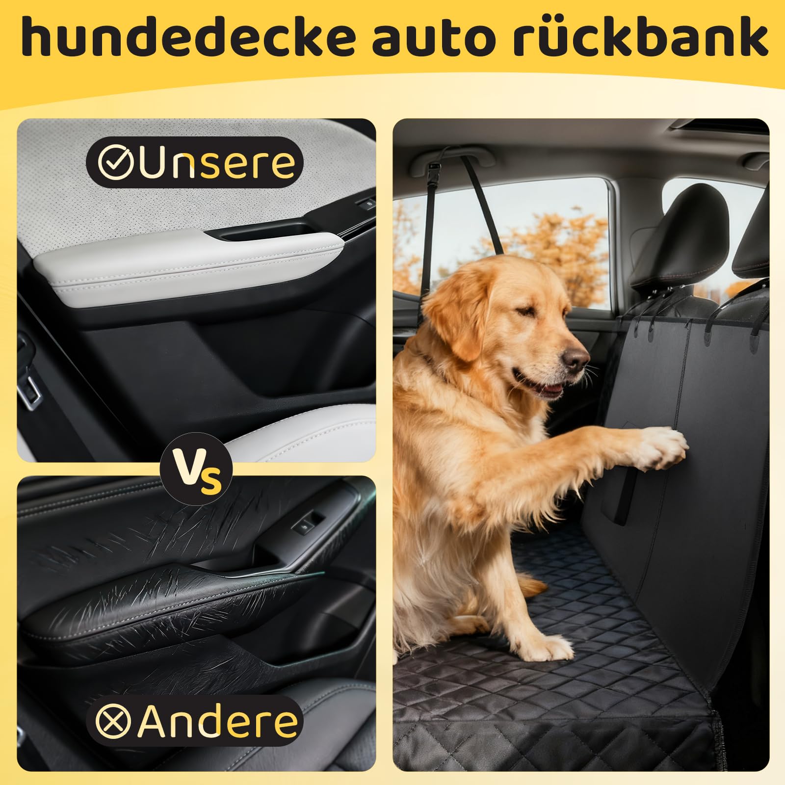 Hundedecke Auto Rückbank Kofferraum für SUV LKW, Universal Hundedecke Wasserdicht & Kratzfest, Hundematte Autoschondecke mit Seitenschutz