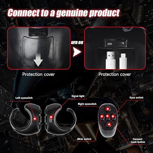 Miniatura 7 de YONTYEQ Juguete de máscara de héroe araña, ojos móviles, control remoto, cara completa, ideal para Halloween, Navidad, cosplay