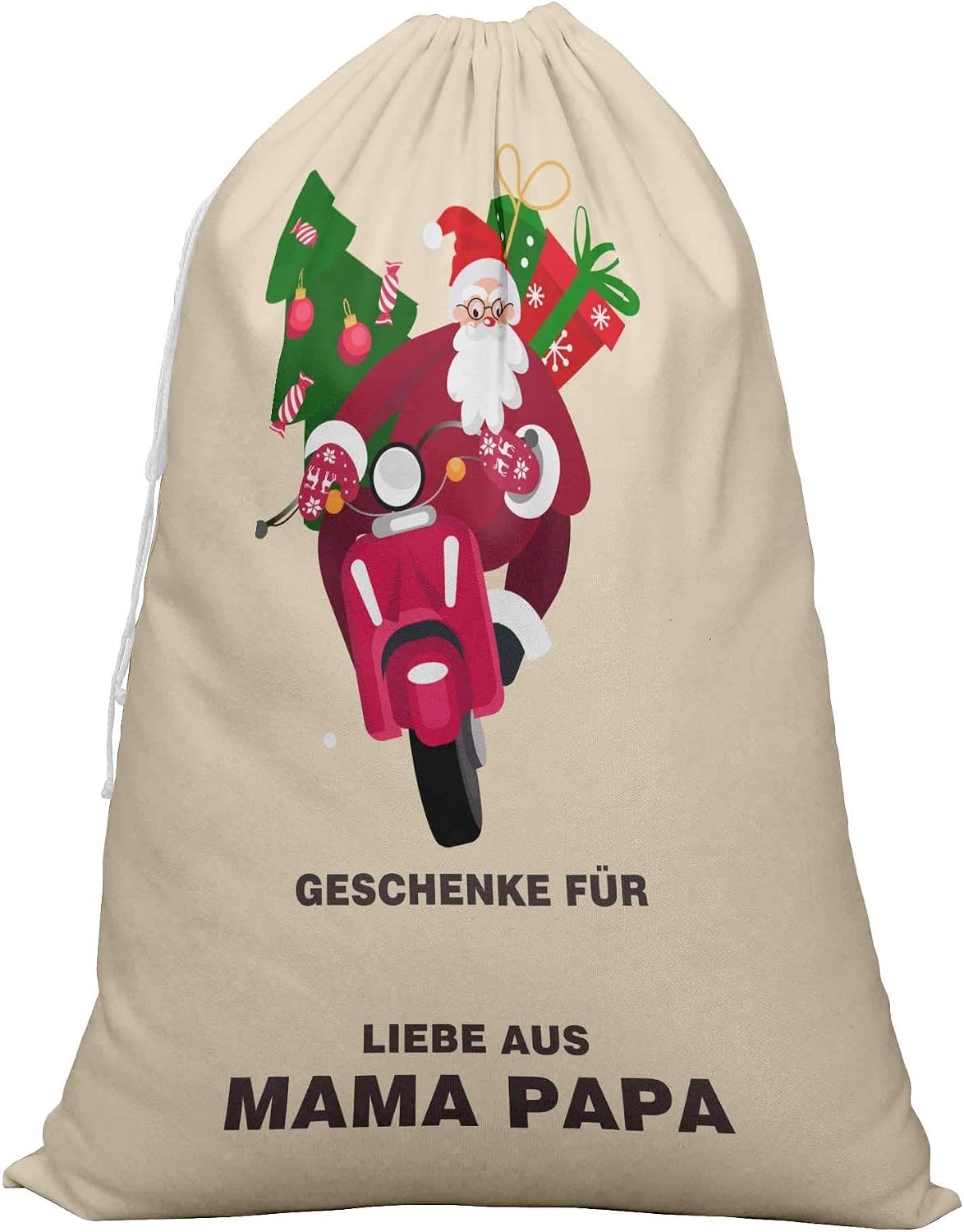 Printtoo Large Drawstring Canvas Bag Christmas Sack Bags Santa Gift Sack Custom Party Favor 2 Pcs 27x20 Inch