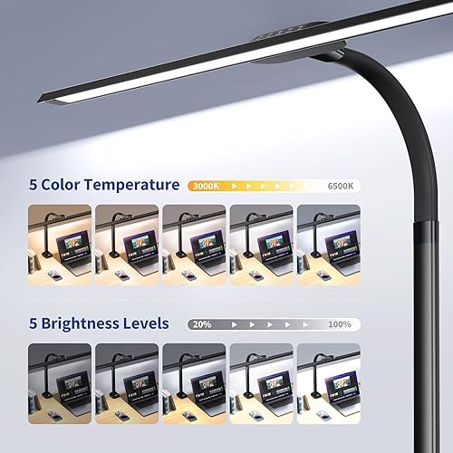 Miniatura 6 de Kary Lámpara de escritorio LED con base y luz de escritorio de arquitecto con abrazadera