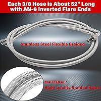 Vista 2 de 52 pulgadas 6AN SS trenzado transmisión líneas de manguera refrigerante, para Chevy Ford Mopar GM GMC Buick Cadillac coches y camiones reemplazar