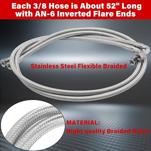 Miniatura 2 de 52 pulgadas 6AN SS trenzado transmisión líneas de manguera refrigerante, para Chevy Ford Mopar GM GMC Buick Cadillac coches y camiones reemplazar