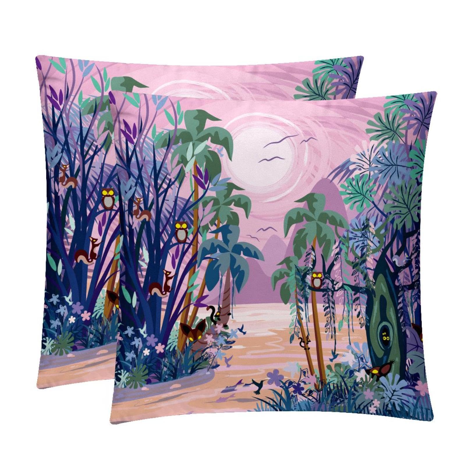 TDGKPZ Animal Fox Owl Throw Pillow Covers 2 Pack Cushion Cases Decorative Pillow Cases Home Decor 50x50cm