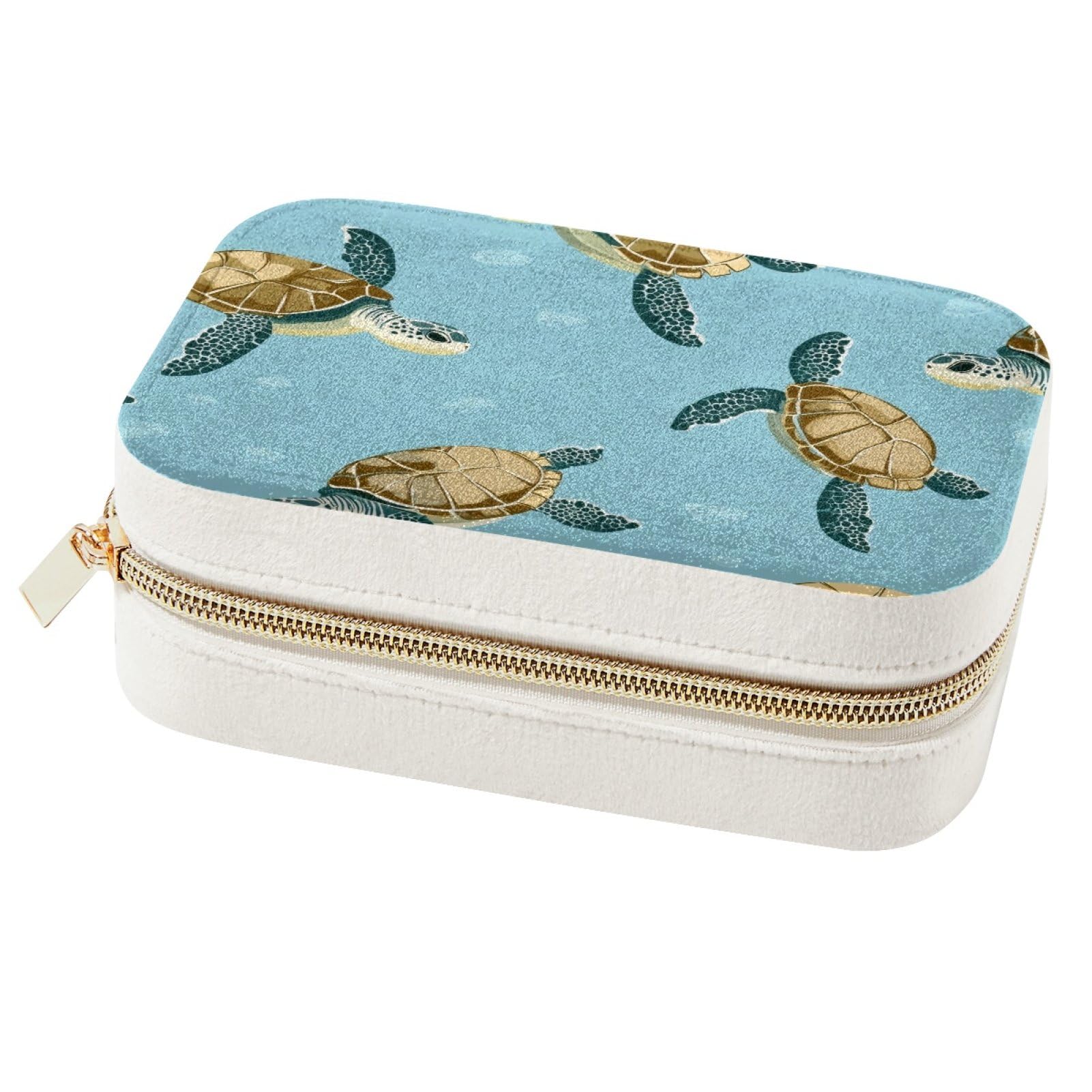 Boîte à bijoux portable tortue de voyage pour femmes et filles : rangement bagues et colliers