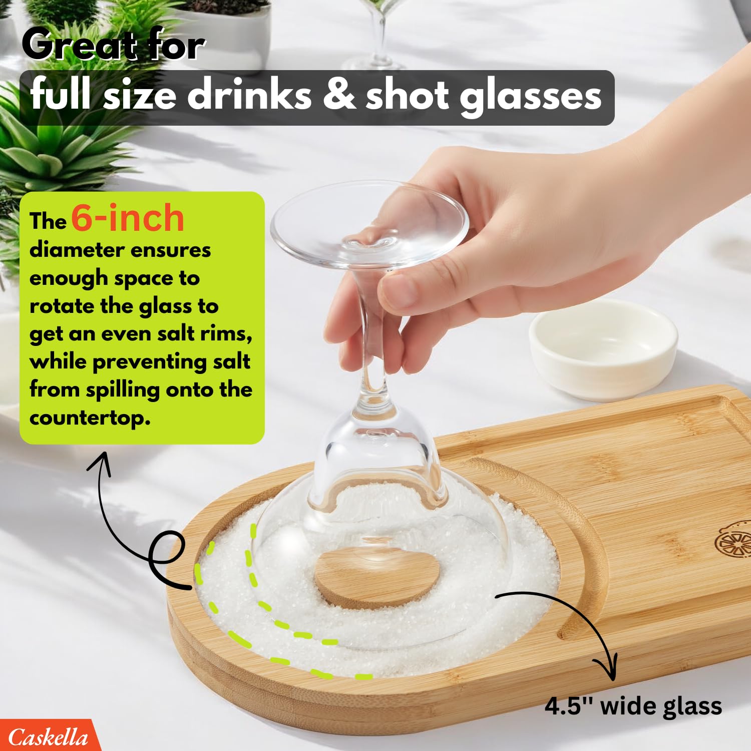 Margarita - Juego de bordes de sal de 6 pulgadas, 2 en 1 para cócteles con tabla de cortar, bordes de vidrio para bebidas, accesorios de bar, juego de cóctel para fiestas en casa, kit de camarero,