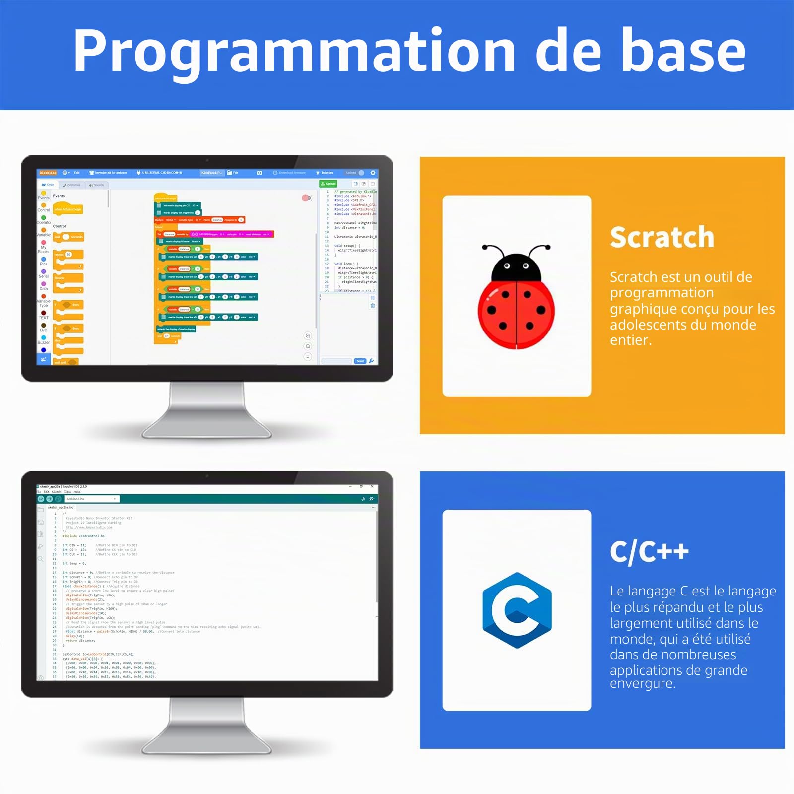 KEYESTUDIO Inventor Kit de démarrage pour Arduino Nano, matériel pré-connecté, Codage et électronique faciles à démarrer, 30 projets, 15 modules, Ensemble éducatif STEM pour Adultes et Adolescents