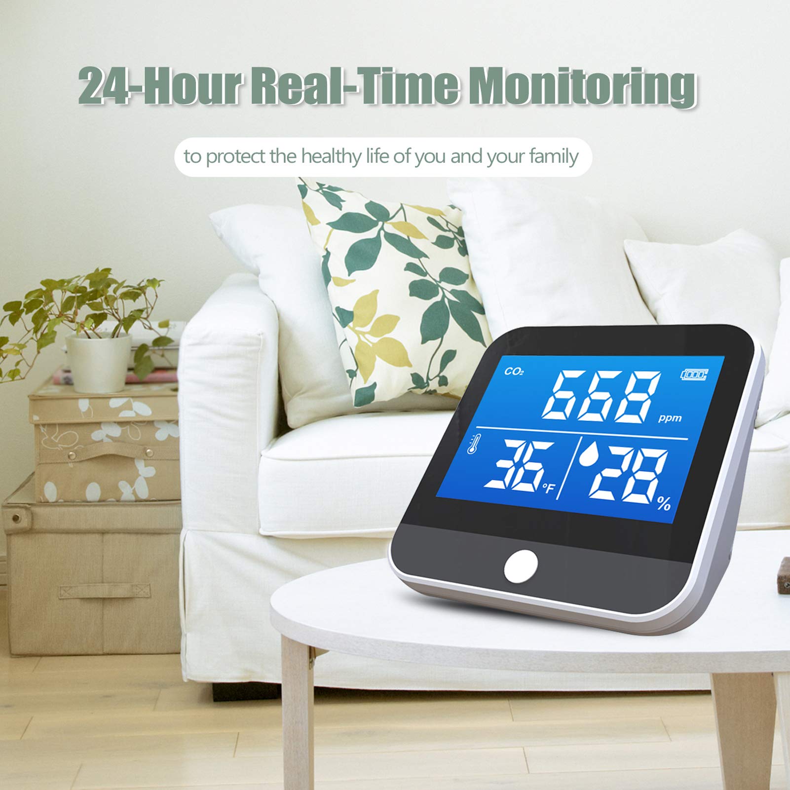 DM306C - Monitor de temperatura y humedad de CO2 portátil, detector multifuncional infrarrojo NDIR, para escritorio, hogar, herramientas de detección altamente precisas, eficiente