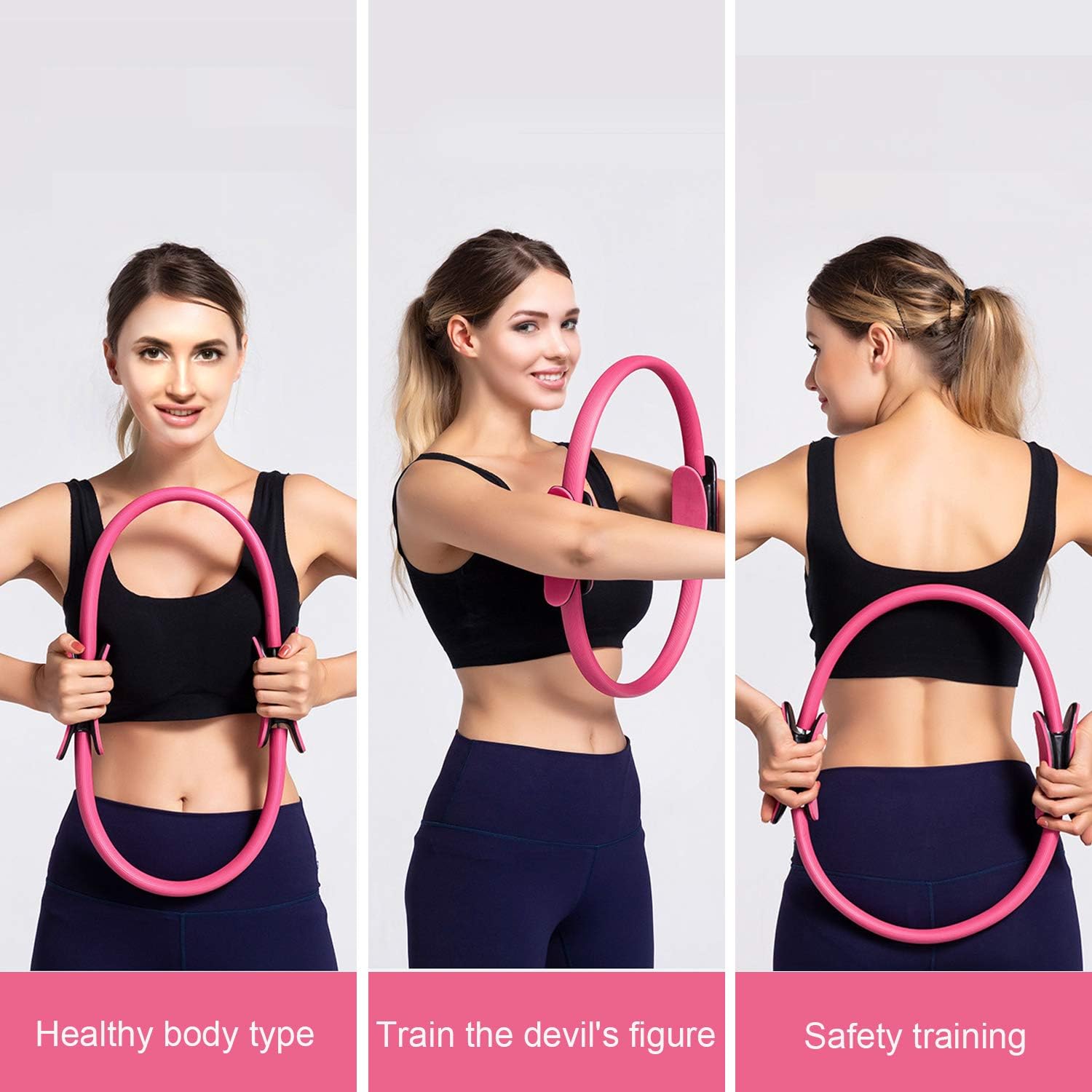 14" Pilates Ring Kits 5 Pcs Fitness Magic Circle Yoga Pilates Equipment for Home Workouts Include Stretching Strap,Loop Band,Extension Strap and Resistance Band for Fitness kit : Sports & Outdoors