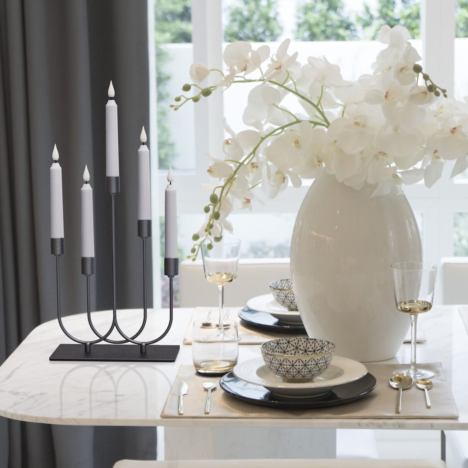 smtyle Set di 5 candelabri conici neri per candelabri con ferro diametro 2 cm, decorazione ideale per centrotavola da tavola