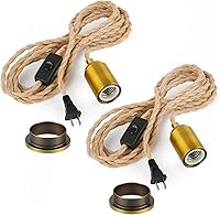 Vista 11 de Cable de luz colgante enchufable con interruptor, kit de lámpara colgante trenzada con zócalo de bombilla de cerámica, cable de repuesto