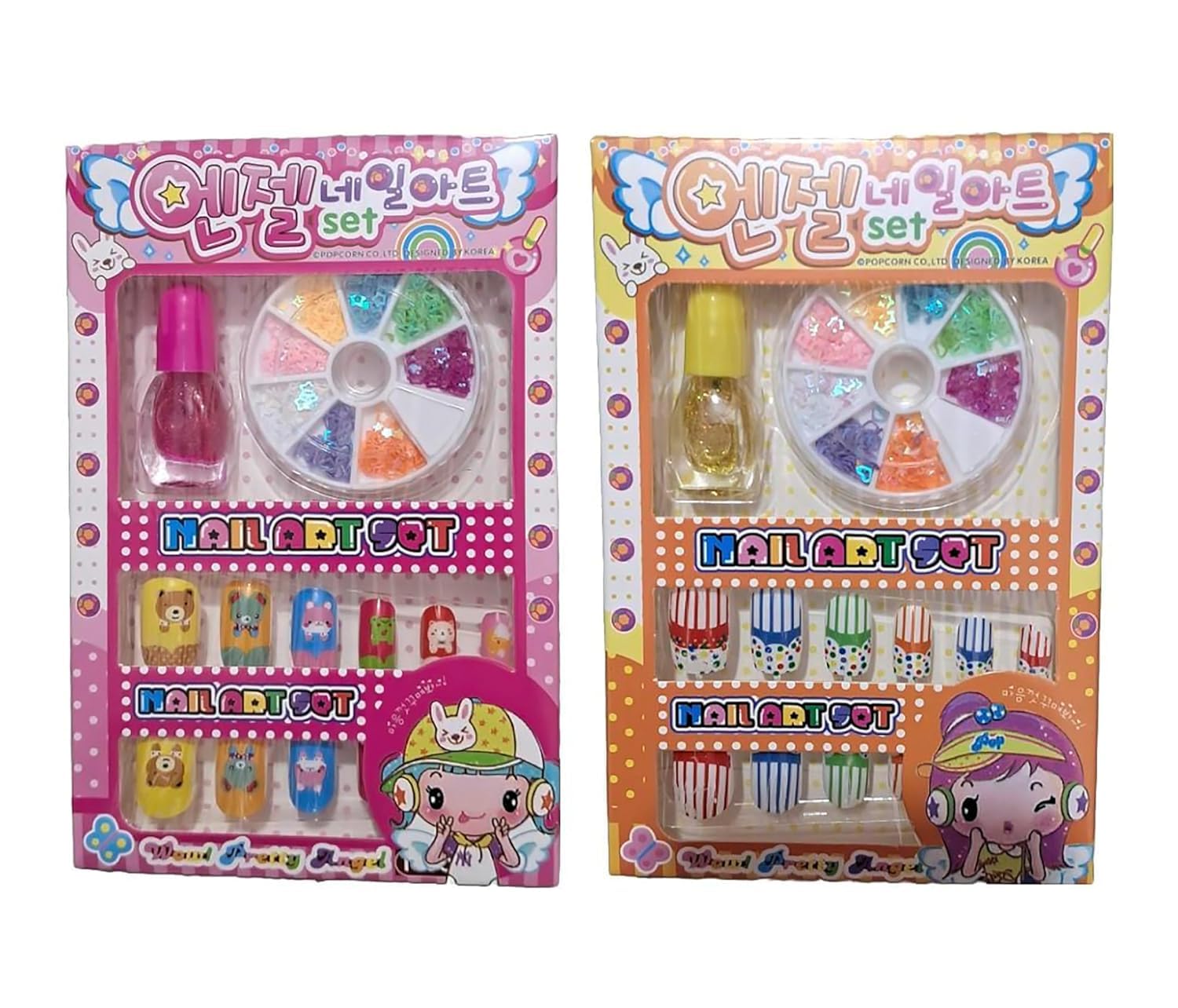 Art Kit with 12 Artificial Nails, Tools, Glitters, Home Salon Birthday Gift for Girls, Kids, Random Cute Nail Designs-image-8