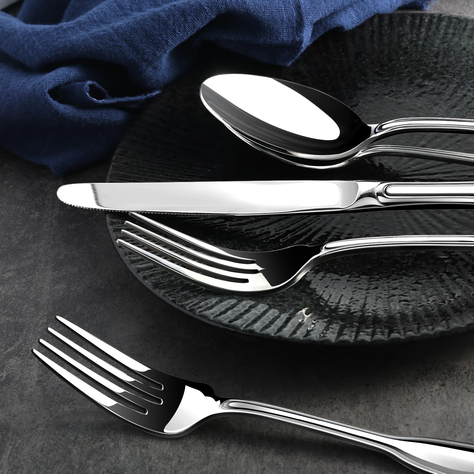 Silverware Set for 8, 40 Piece Utensils Stainless Steel Flatware Set — Amazon image 5