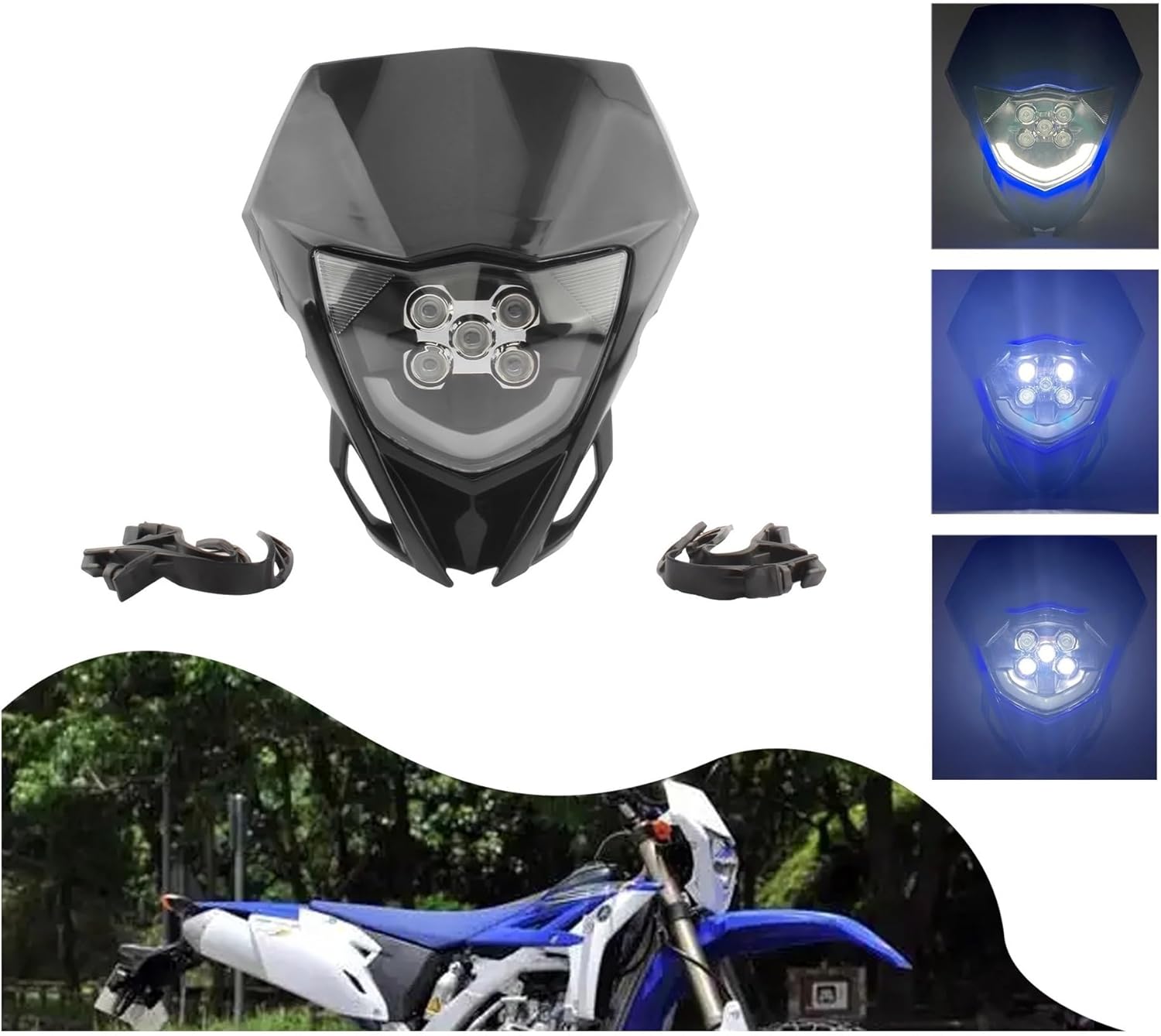 Motorcycle Headlight Compatible with YAMAHA WR 250F 250R 450F YZ TTR FX MX 2015-2019 LED DirtBike Enduro Motocross Headlamp Fairing Modified(B)