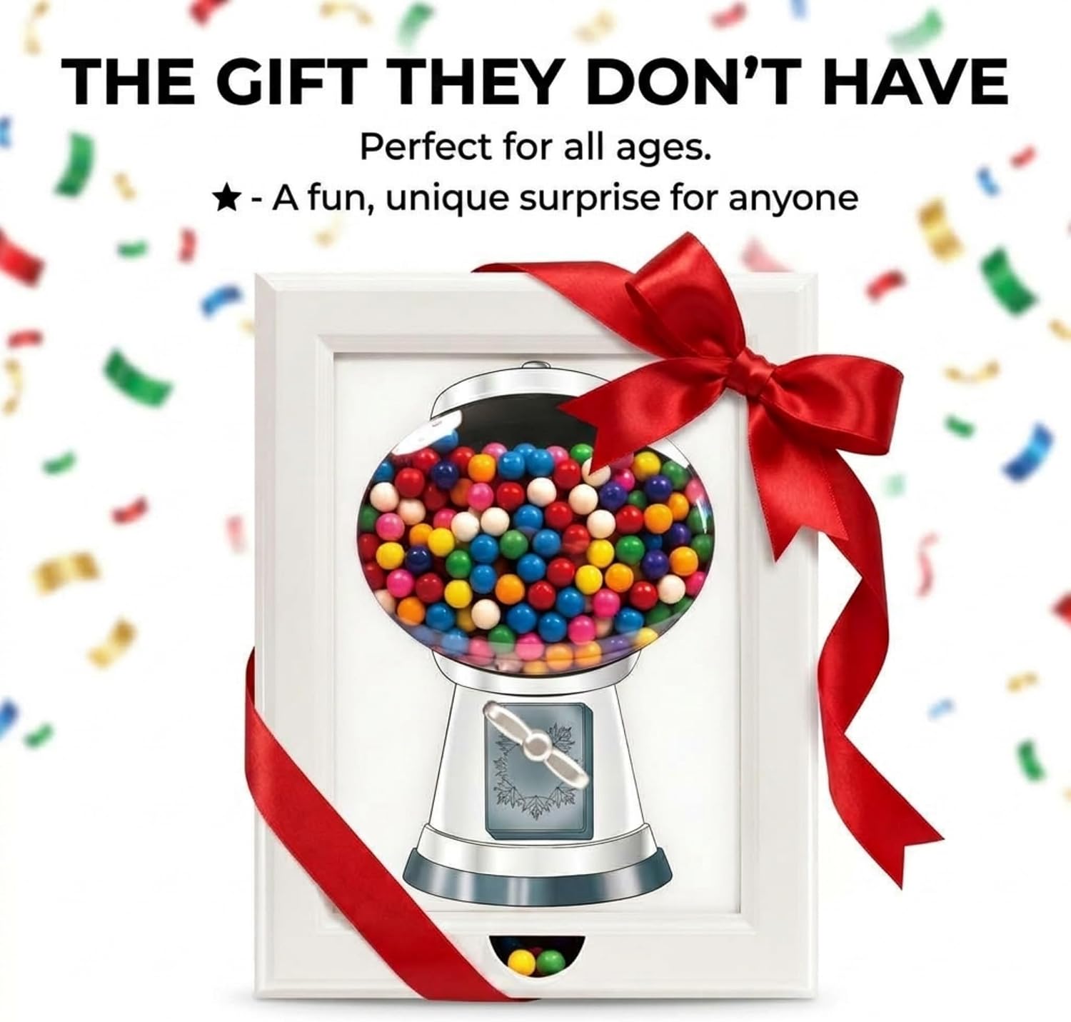 Eye Candy Frame, Candy Dispenser, Gumball Machine in a Frame, For Candies, Nuts, Dog & Cat Treats, Hang on Wall, Stand on Table, Birthday & Holiday Gift for All Ages, Large 15" x 12" (White)