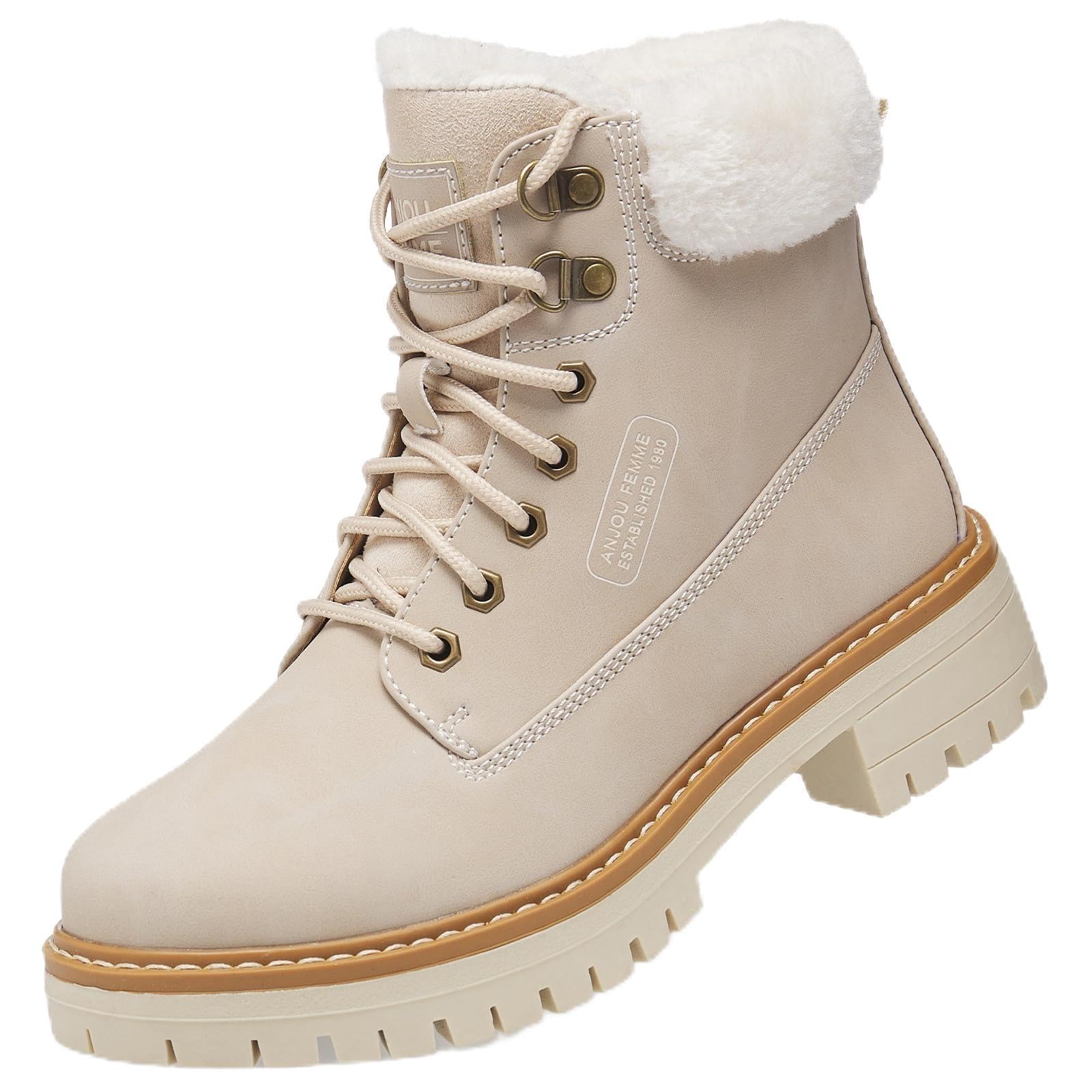 ANJOUFEMME Womens Winter Hiking Snow Boots