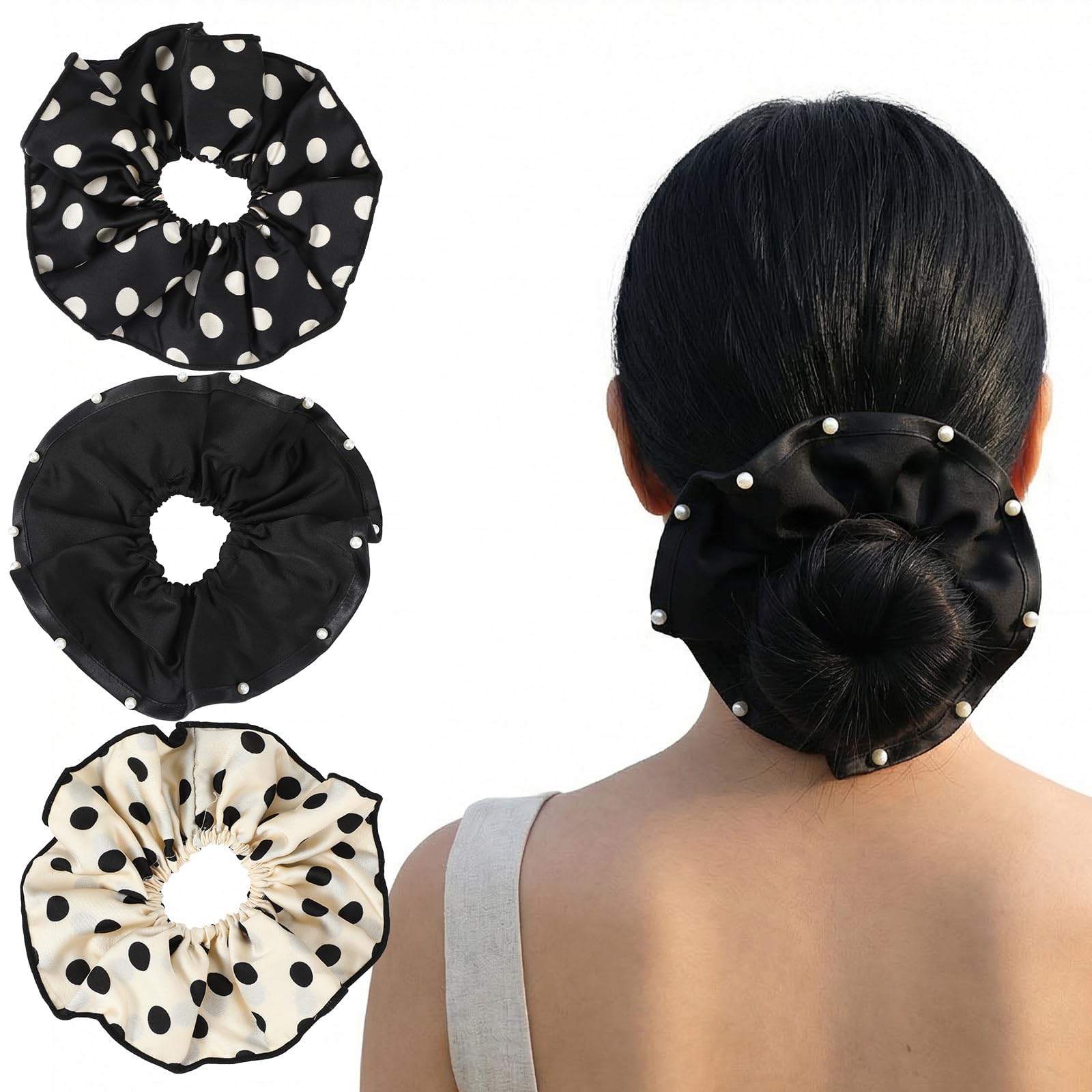 3pcs Hair Scrunchies for Women, Polka Dot Hair Ties Set, Scrunchies for Daily Hairstyling, Workouts and Special Occasions, Polka Dot Design Hair Accessories-image-40