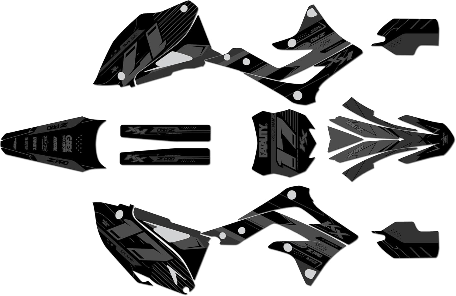 Graphics Kit for Kawasaki KX450F (2012 and 2013-2015) AXIS Series Cyan 09 Mil - Dirt pit bike motorcycle stickers, dirtbike racing automotive decal motocross accessories no-plastics