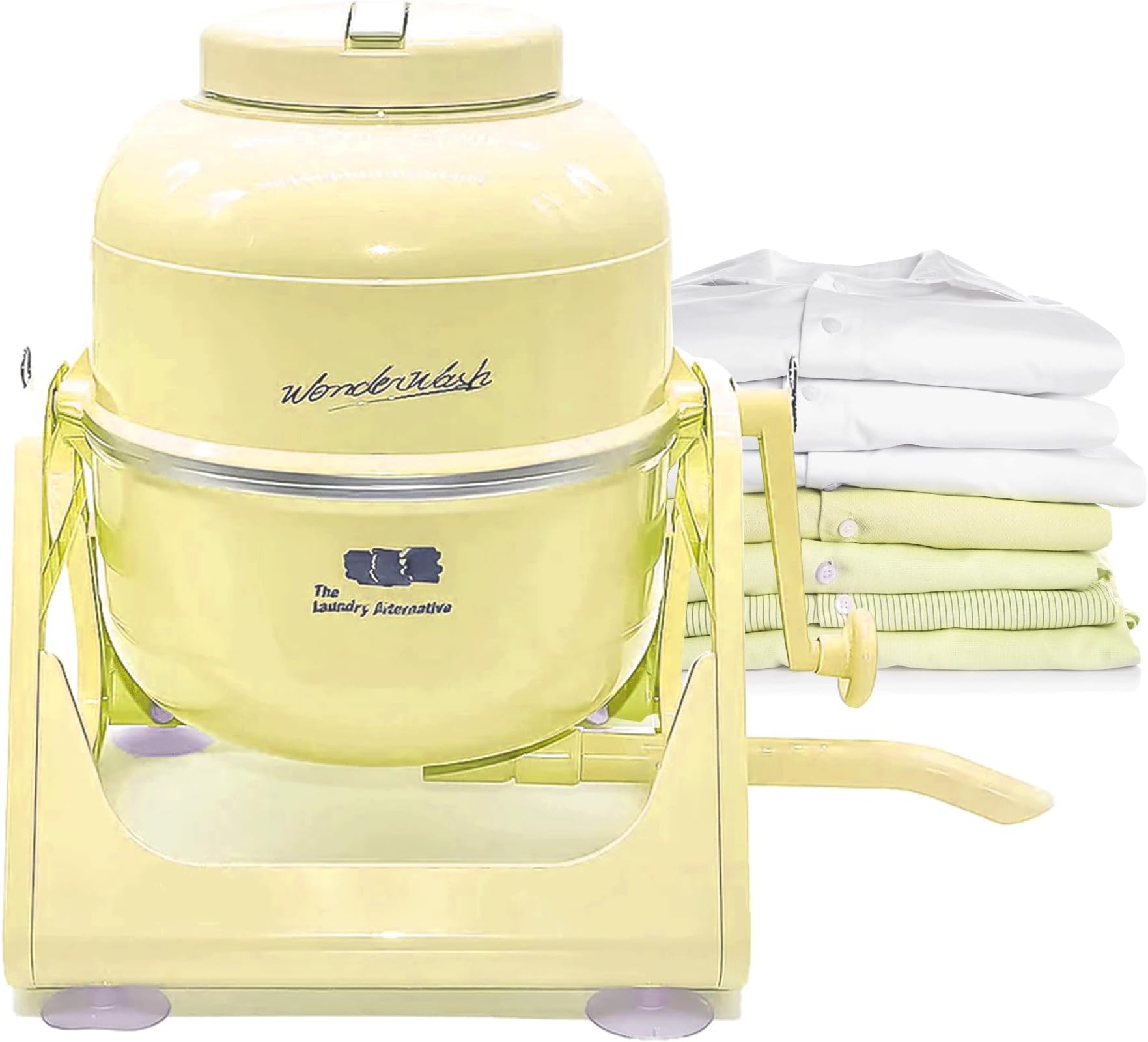 WonderWash Portable Washing Machine for Apartment & Tiny Spaces - Manual Hand Clothes Washer with Retro Design - Clean Laundry Anywhere with Our Countertop, Non-Electric, Small Washer - Yellow