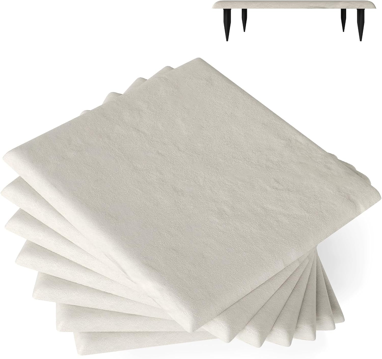 LIFEZEAL 8 Pezzi Pietre da Giardino con 4 Picchetti, Piastrelle per Esterno 39,5 x 39,5 cm, Pietre Decorative in PP Resistente per Passerelle da Giardino e Passeggiate Esterne (Beige)